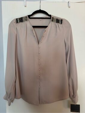 RACHEL Rachel Roy Dusty Blush Embellished Shoulder Blouse - Fawn